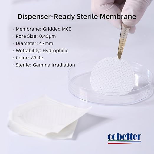 100Pack MCE Gridded Membrane Filter 47mm 0.45μm Mixed Cellulose Esters Membrane - Image 2