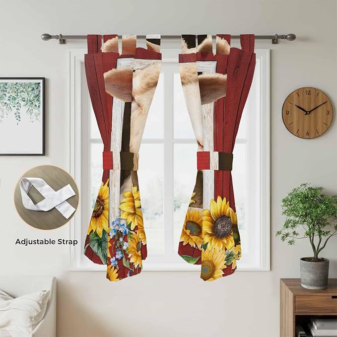 Sheep Sunflower Living Room Curtains 84 Inch Length, Window Curtains Tab Top - Image 5