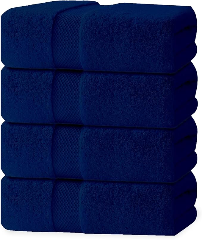 100% Cotton Bath Towel Set, Set of 6 Bath Towels, 2 Bath Towel, 2 Hand Towels, 2 Wash Cloths for Showering, Highly Absorbent Bathroom Set, Super Soft & Quick Dry Towels for Bathroom, Navy Blue