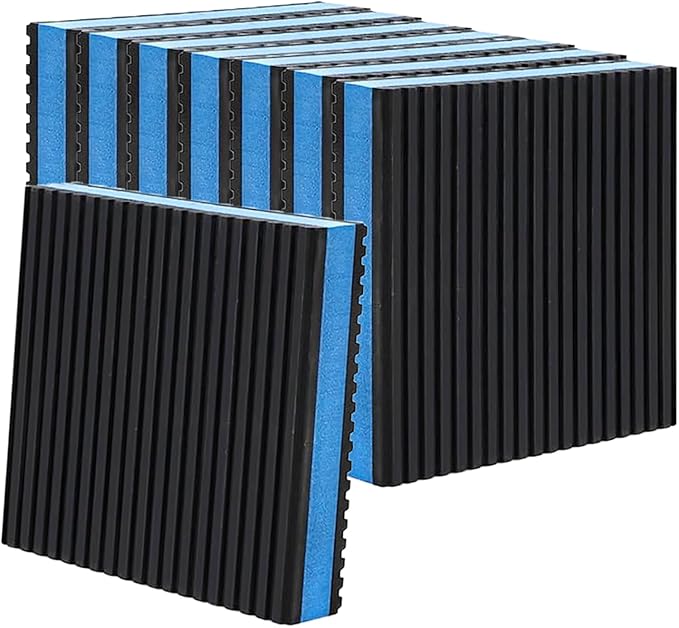 8 Pack Heavy Duty Anti Vibration Pads 4" x 4" x 7/8" – Ribbed Rubber Mats by Unknown