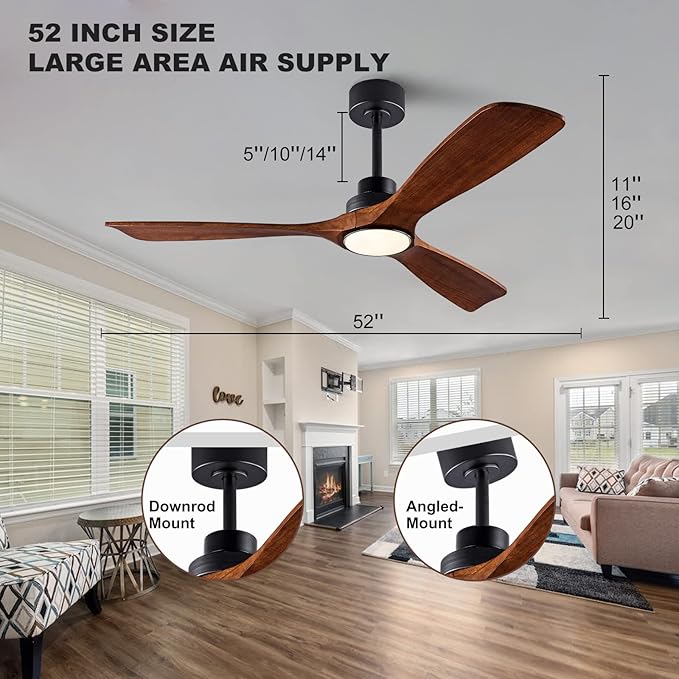 QUTWOB 52" Wood Ceiling Fan - Image 6