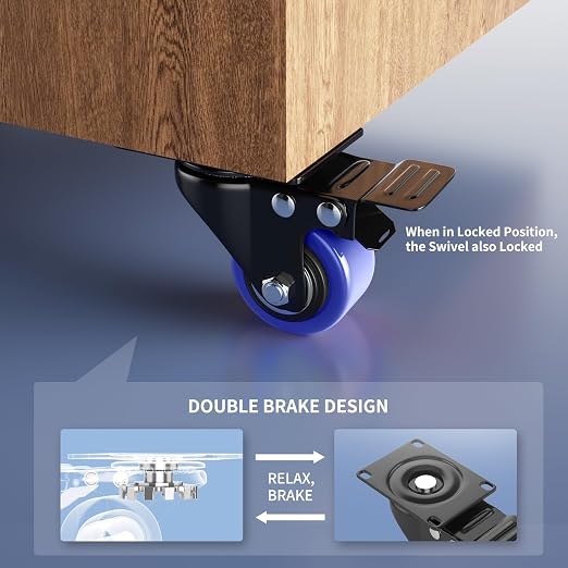 2 Inch Swivel Caster Wheels, Heavy Duty Casters Set of 4 - Image 3