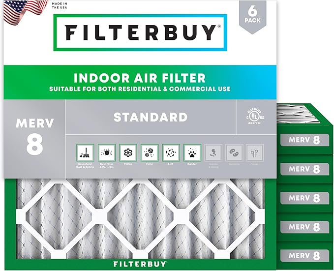 Filterbuy 10x10x2 Air Filter MERV 8 Essential Dust & Allergy Defense, by Filterbuy