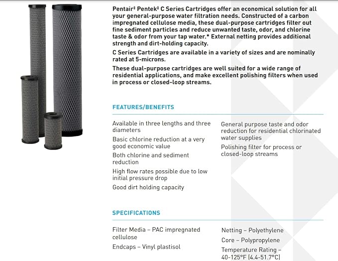 Pentair Pentek C1-20 Carbon Water Filter, Whole House Dual Purpose Powdered - Image 3