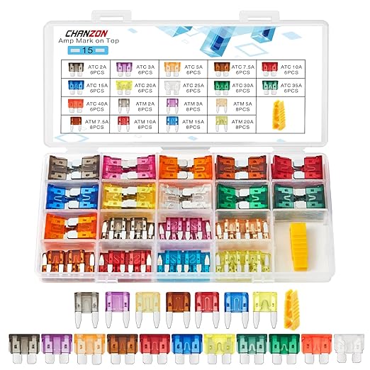 Chanzon 122 Pack UL Listed Standard & Mini Blade Fuse Assortment Kit ATC/ATM 18 by Chanzon