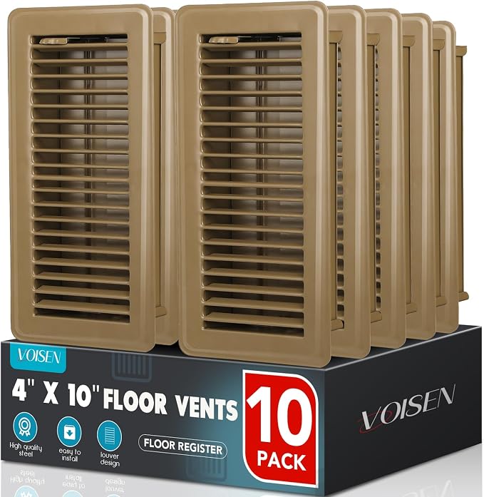 VOISEN Floor Register 4x10, 10 Pack Brown Floor Register Vents, Heavy Duty by VOISEN