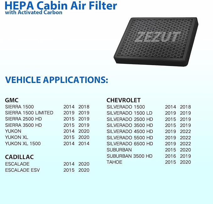 Cabin Air Filter, for 2014-2020 Cadillac Escalade, 2014-2018 Chevy Silverado - Image 2