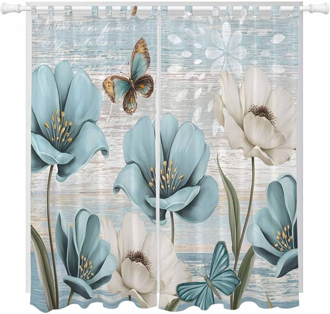 Spring Floral Living Room Curtains 96 Inch Length, Window Curtains Tab Top by Unknown