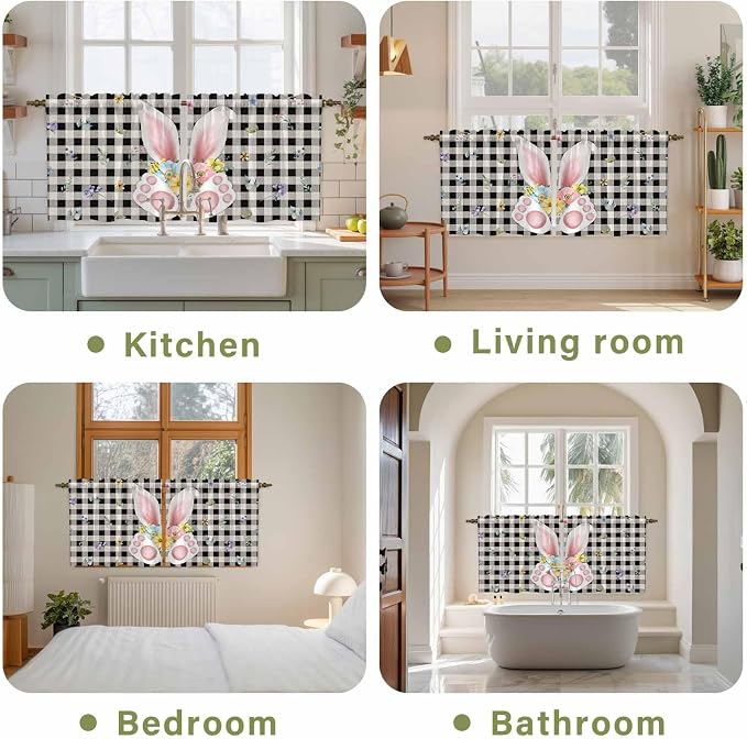 Easter Kitchen Tier Curtains 24 Inch Long 2 Panel Set, Rod Pocket Cafe Small - Image 8