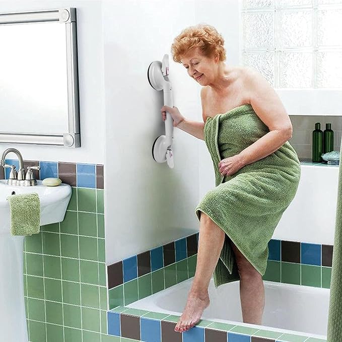 19inch Upgrade Suction Shower Grab Bar, Portable Shower Handle Bar Suction Grip Bar Bathtub Handle with Strong Hold Suction Cup Fitting and Rapid Release for Bathroom(Max Capacity :300lb