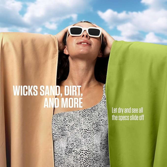 VENTURE 4TH Quick Dry Towel. Microfiber Travel Towel Ideal for Camping, Hiking, Backpacking, Gym. Lightweight & Fast Drying Travel Towels for Body. Compact & Easy to Pack - Lime Large