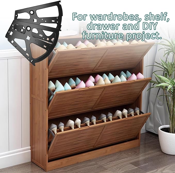 Litoexpe 2 Layers Black Shoes Drawer Cabinet Hinges, Stainless Steel Shoe - Image 4