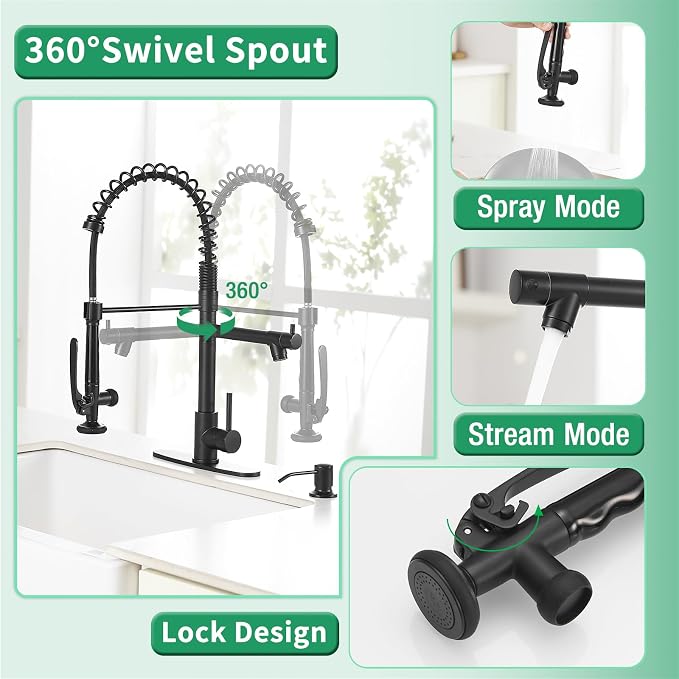 Fapully Commercial Pull Down Kitchen Sink Faucet - Image 4