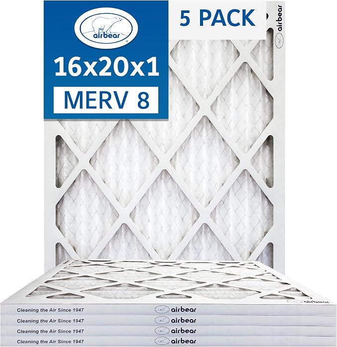 16x20x1 Air Filter MERV 8 TRION Air Bear Pleated HVAC Air Filter Replacement by Trion