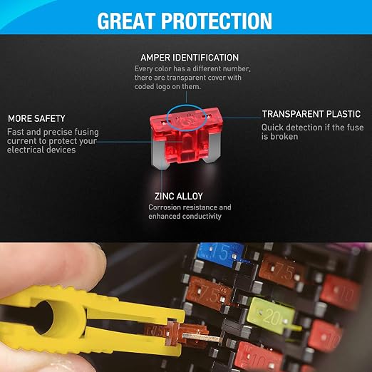 Nilight - 50014R 140pcs Low Profile Mini Blade Fuse Assortment, 2A 3A 5A 7.5A - Image 4