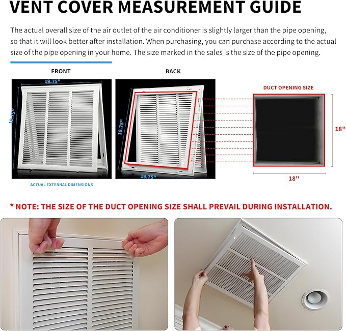 18x18 Return Air Grill, Return Air Vent Cover - Image 6