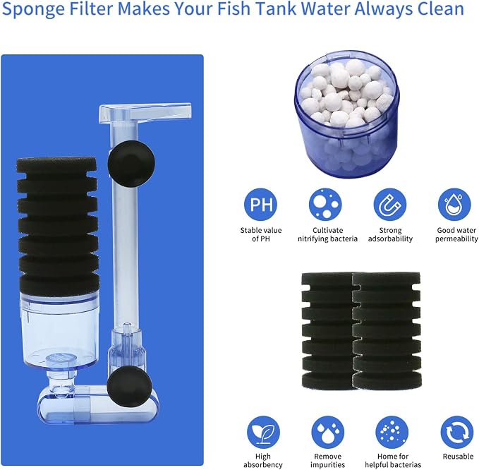 UPETTOOLS 10-40 Gla Aquarium Sponge Filter Ultra Quiet Aquarium Air Pump Small - Image 2