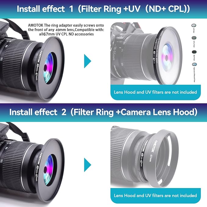 49mm Lens to 67mm Camera Lens Adapter, 49mm to 67mm Filter Step-Up Adapter Ring - Image 6