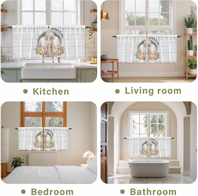 Easter Bunny Kitchen Tier Curtains 36 Inch Long 2 Panel Set, Rod Pocket Half - Image 8