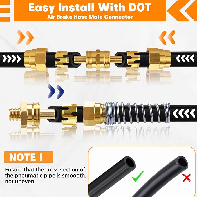50PCS Brass DOT Air Brake Hose End Fitting Kit, Dazakoot J1402 Air Brake - Image 4