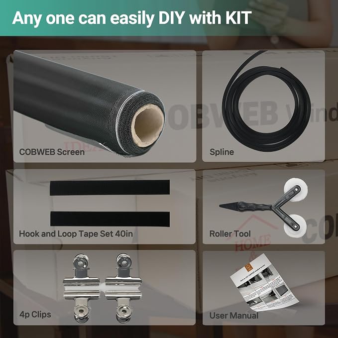 Premium Window Screen DIY KIT 39" 51" Water-Repellent Blocks Rain, Pet Scratch - Image 9