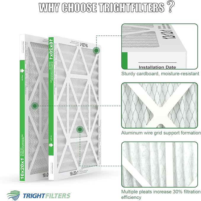 16x20x1 Air Filter 4 Pack, MERV 8 Pleated Dust Defense Air Filters Replacement - Image 4