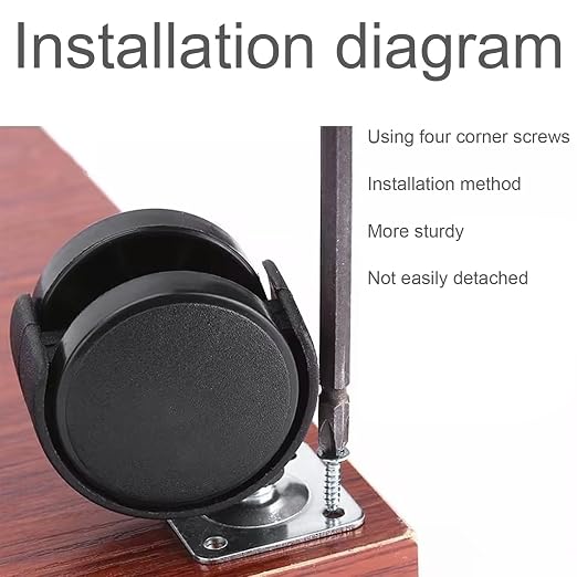 1.5 Inch Caster Wheels Replacement Furniture Casters Set of 4, Nylon Plate - Image 4