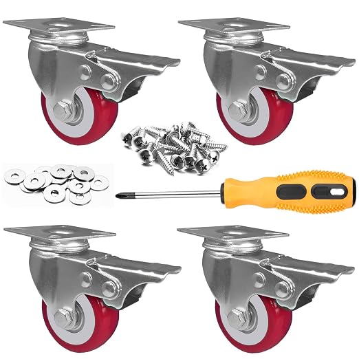 2 inch Casters Load 800lbs, Advanced Polyurethane Floor Protection, Noise-Free by ABSLIMUS