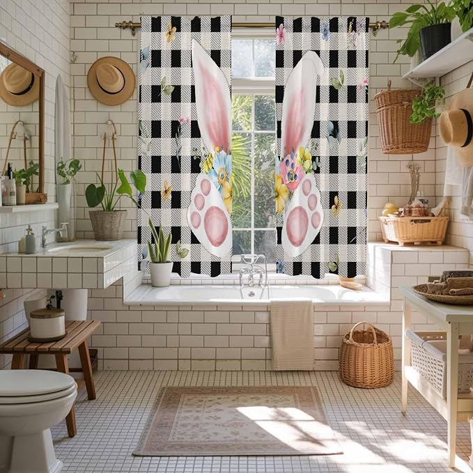 Easter Window Curtains 63 Inch Long 2 Panel Set, Rod Pocket Bedroom Curtains & - Image 5