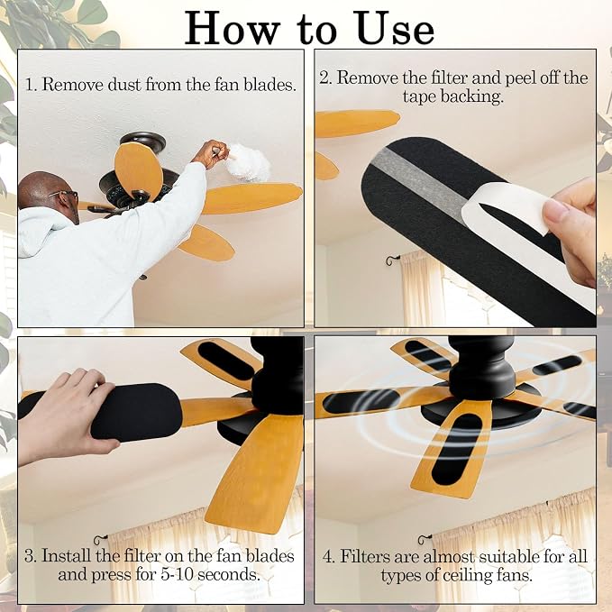 15 Pack Ceiling Fan Filters for Blades, Activated Carbon Filters - Image 4