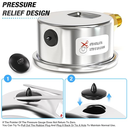MEANLIN MEASURE 0~200Psi Dry Pressure Gauge Stainless Steel 1/8" NPT 2" FACE - Image 6