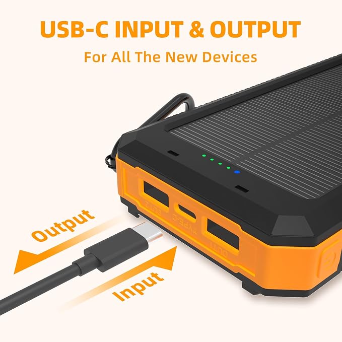 YELOMIN Solar Charger, 20000mAh Portable Type-C Solar Power Bank - Image 5