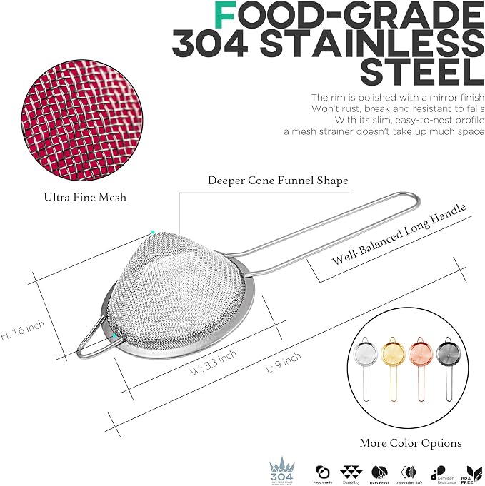 Homestia 2 Piece 3.3" Fine Mesh Strainer - Image 4