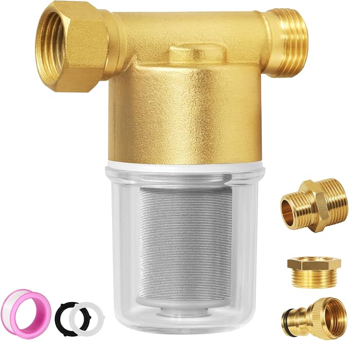 40 Micron Reusable Sediment Filter, Brass Inline Water Filter, Compatible by Detoypapa