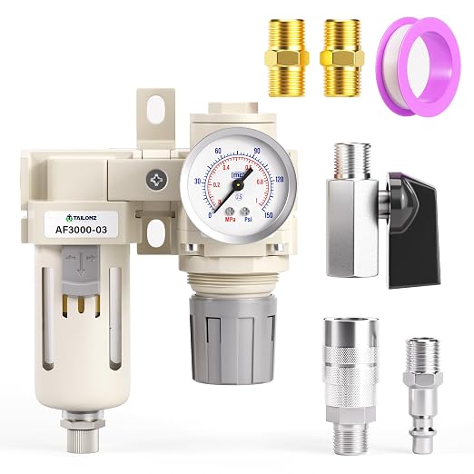 TAILONZ PNEUMATIC 3/8 Inch NPT 2 in 1 Air Filter Pressure Regulator Combo by TAILONZPNEUMATIC