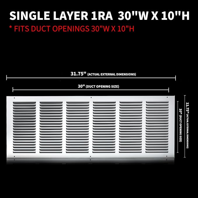 30x10 Return Air Grille, Air Return Vent Cover, Flat Vent Cover, Rejillas De - Image 2