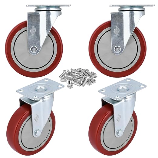 YOOGAA 5" Heavy Duty Caster Swivel Caster Wheels No Noise 360 Degree Rotation by YOOGAACASTERWHEELS