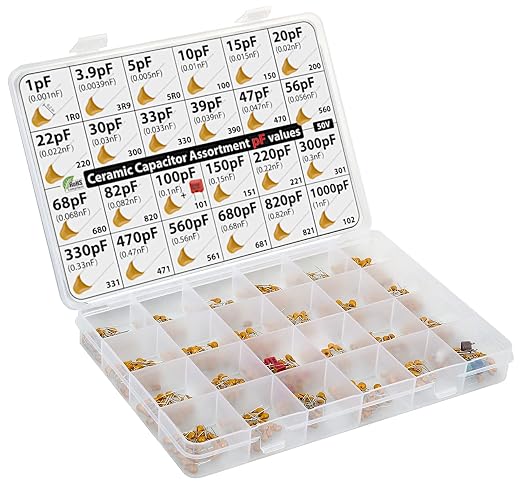 pF Values - Box Capacitor Kit Assortment 485 pcs 24 Values, All pF: 1pF - Image 2