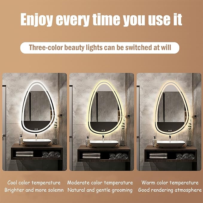 JSLJDM 500 X800 mm Illuminated Backlit LED Bathroom Mirror, Wall Mounted - Image 3