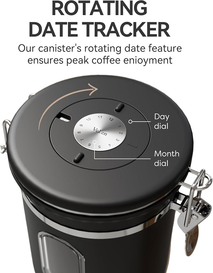 Veken Coffee Canister with Window, Airtight Stainless Steel Kitchen Food - Image 4
