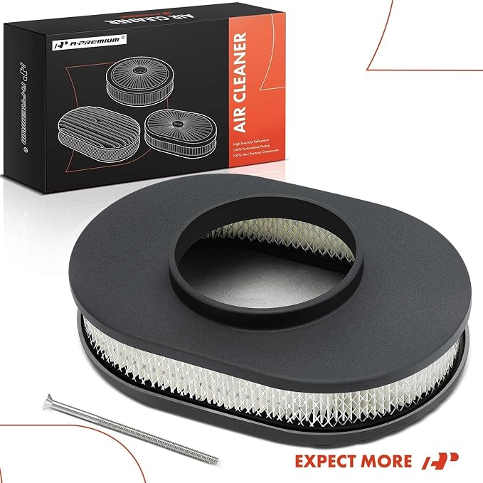 A-Premium Universal 12" Oval Black Air Cleaner Filter Assembly - Image 8