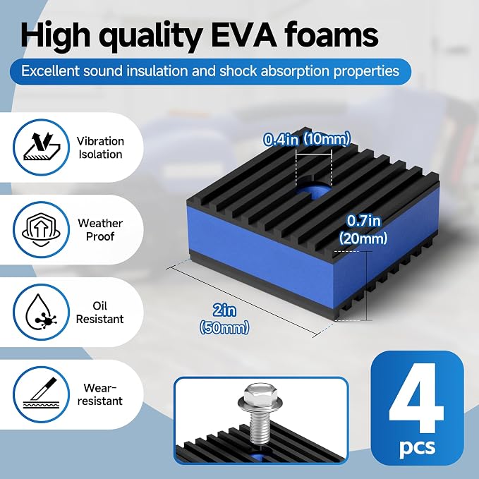 2" X 2" Anti Vibration Pads, Rubber Vibration Isolation Pads - Image 2