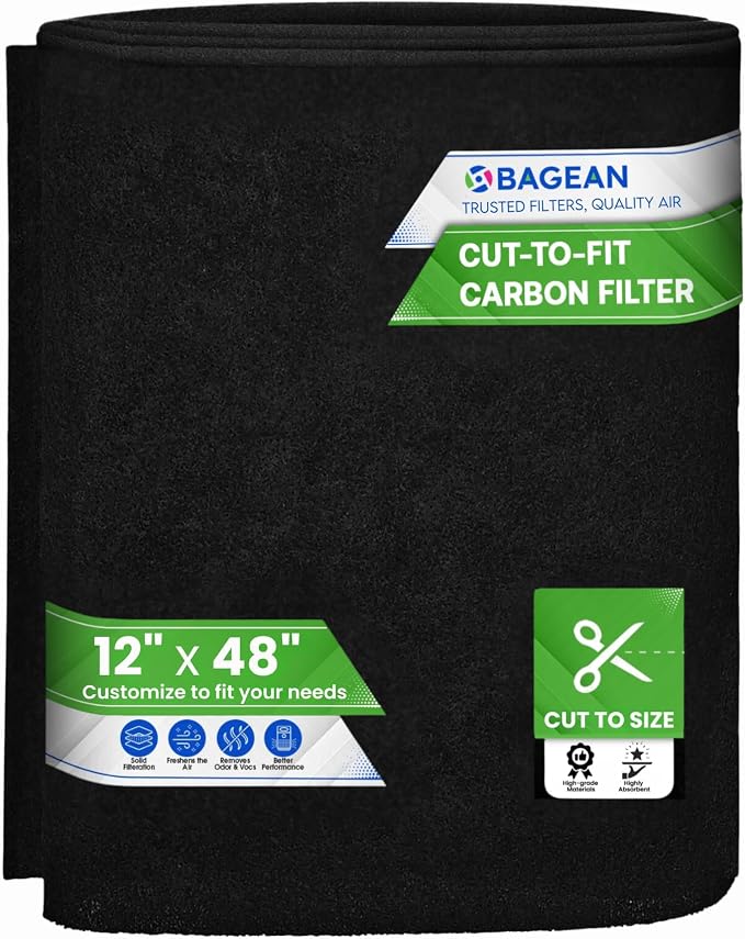 Cut to Fit Activated Carbon Filter Sheet 12” x 48” by Bagean