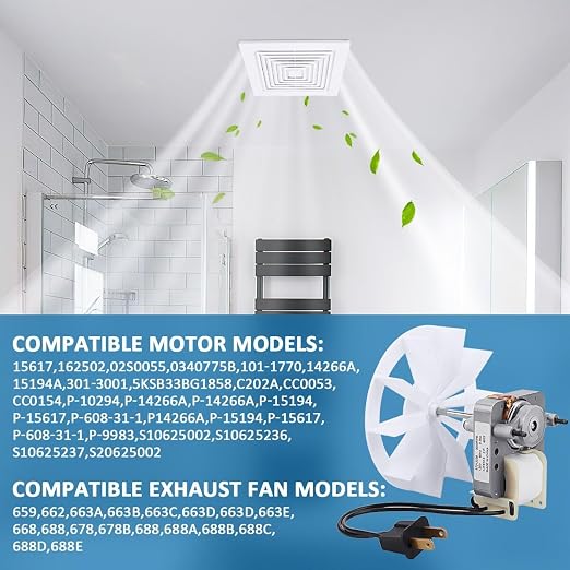 S97012038 Bathroom Vent Exhaust Fan Motor Replacement Electric Motors Kit Fit - Image 4