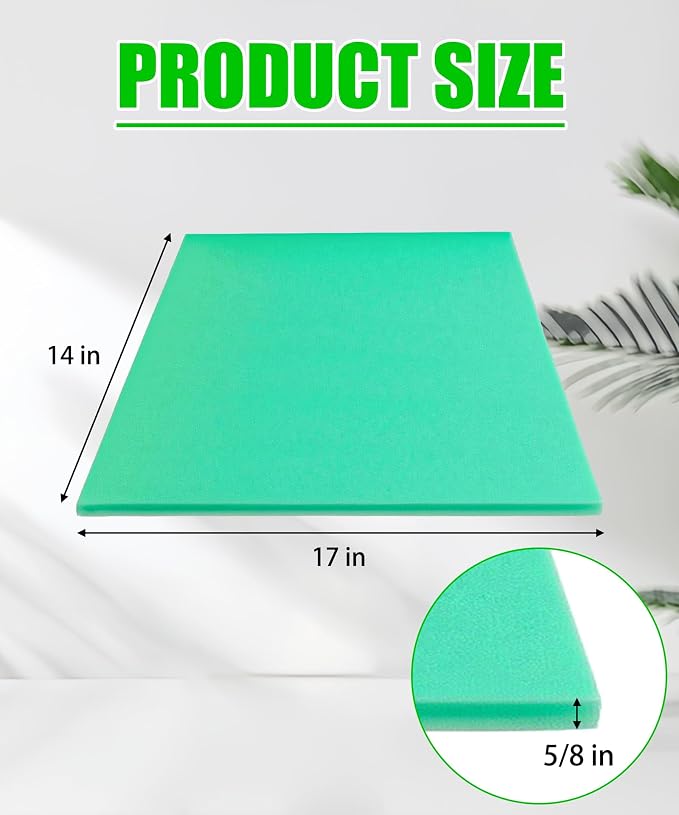 2Pcs 14" X 17" X 5/8"Universal Green Foam Air Filter Material 65-PPI Can Cut to - Image 2
