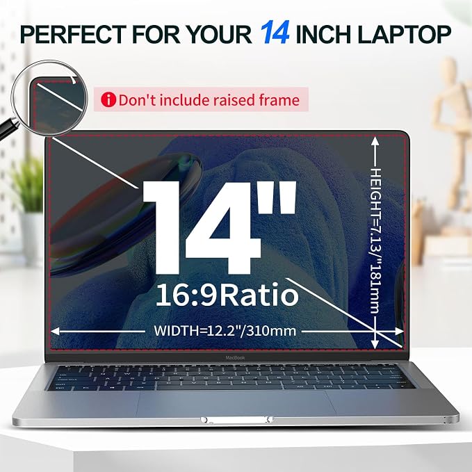 2Pack Magnetic 14 Inch Laptop Privacy Screen 16:9 Aspect Ratio, Removable - Image 6