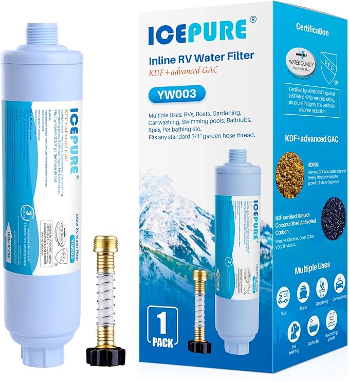 ICEPURE Inline Water Filter for Hose on RV Garden Pool Camper Marine Boat for by ICEPURE