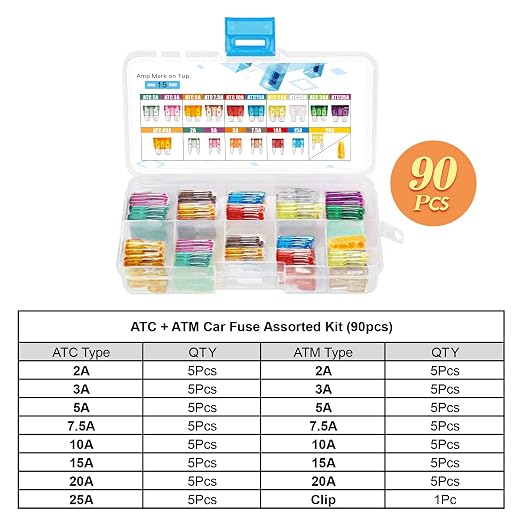 Chanzon Standard & Mini Car Blade Fuse Assotrment Kit ATC ATM 90 PCS 18 Values - Image 6