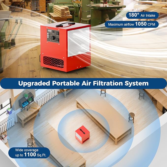 ALORAIR Portable Air Filtration System, 180° Air Intake Tabletop Dust Collector - Image 2