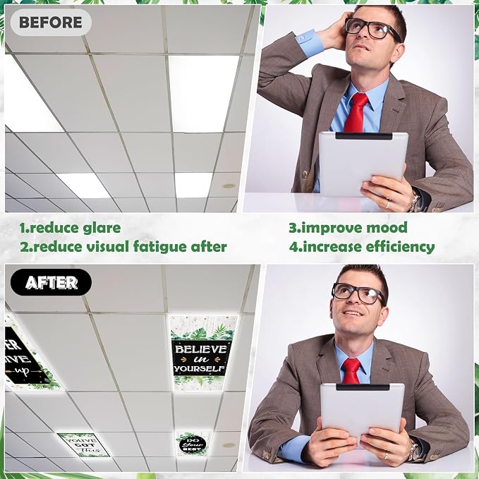 8Pcs Classroom Light Covers for Fluorescent Lights, Eucalyptus Leaf - Image 5